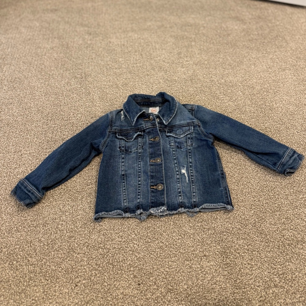 Blue Classic Jean Jacket with Distressed Details